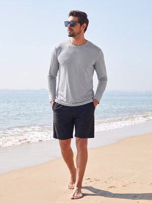 TACVASEN Light Grey Men's UPF 80+ Sun Shirt Quick Dry Long Sleeve Shirts