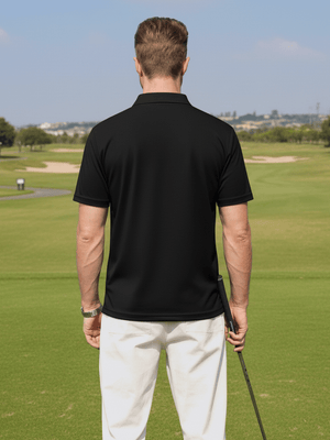 TACVASEN Black Men's V Neck Short Sleeve Knitted Golf T Shirts