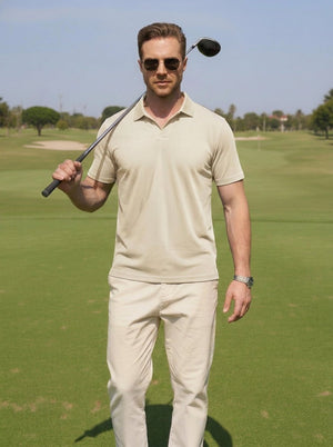 TACVASEN Sandy Men's V Neck Short Sleeve Knitted Golf T Shirts