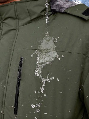 TACVASEN Army Green Men's Waterproof Fleece Winter Ski Jackets