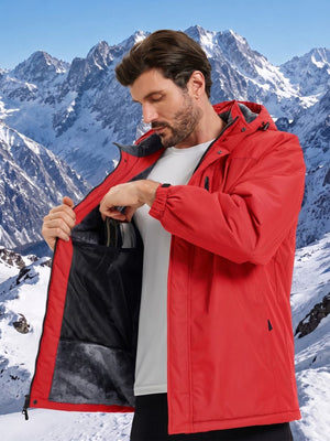 TACVASEN Red Men's Waterproof Fleece Winter Ski Jackets