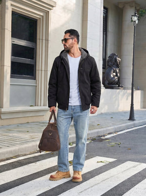 TACVASEN Black Men's Waterproof Sherpa Lined Work Jacket