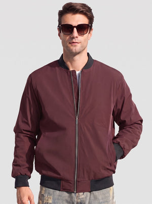 TACVASEN Wine Red Men's Waterproof Windbreaker Bomber Casual Jackets