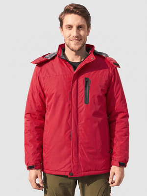 TACVASEN Red Men's Windproof Fleece Lined Winter Hiking Jacket for Outdoor