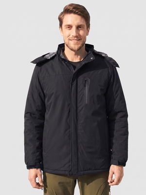 TACVASEN Black Men's Windproof Fleece Lined Winter Hiking Jacket for Outdoor