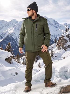 TACVASEN Army Green Men's Windproof Fleece Lined Winter Hiking Jacket for Outdoor