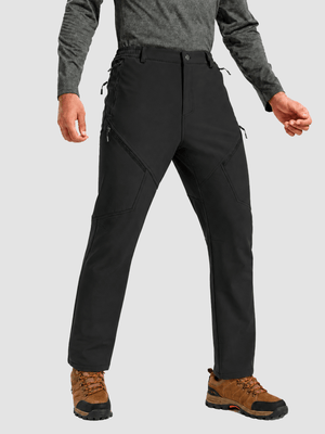 TACVASEN Black Men's Winter Fleece Lined Waterproof Hiking Pants