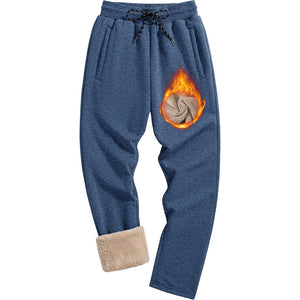 TACVASEN Grey Blue Heather Men's Fleece Sherpa Lined Sweatpants Thicken Warm Jogger Pants