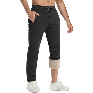 TACVASEN Dark Grey Heather Men's Fleece Sherpa Lined Sweatpants Thicken Warm Jogger Pants
