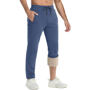 TACVASEN Dark Blue Men's Fleece Sherpa Lined Sweatpants Thicken Warm Jogger Pants