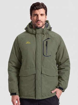 TACVASEN Army Green Men's Winter Ski Snowboard Waterproof Fleece Jacket