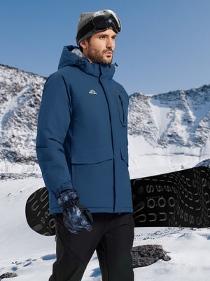 TACVASEN Denim Blue Men's Winter Ski Snowboard Waterproof Fleece Jacket