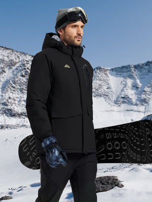 TACVASEN Black Men's Winter Ski Snowboard Waterproof Fleece Jacket