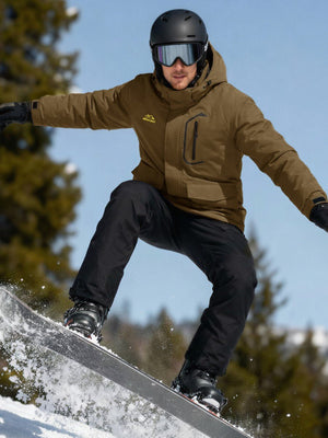 TACVASEN Coffee Men's Winter Ski Snowboard Waterproof Fleece Jacket