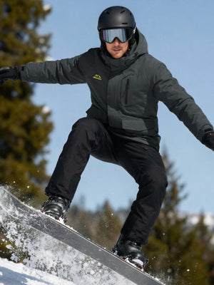TACVASEN Carbon Grey Men's Winter Ski Snowboard Waterproof Fleece Jacket