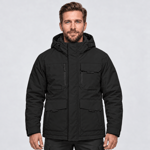 TACVASEN Black Men's Winter Waterproof Ski Jacket With 7 Pockets