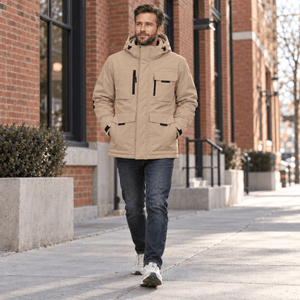 TACVASEN Khaki Men's Winter Waterproof Ski Jacket With 7 Pockets