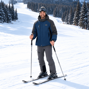 TACVASEN Denim Blue Men's Winter Waterproof Ski Jacket With Hood