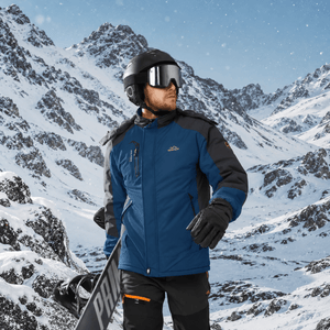 TACVASEN Denim Blue Men's Winter Waterproof Ski Jacket With Hood