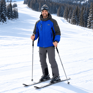 TACVASEN Bright Blue Men's Winter Waterproof Ski Jacket With Hood