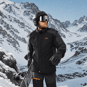 TACVASEN Grey Men's Winter Waterproof Ski Jacket With Hood
