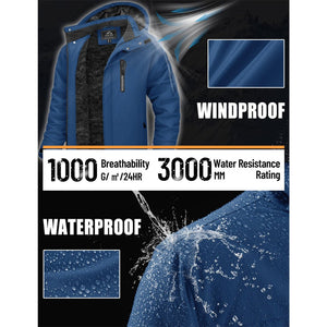 TACVASEN Sapphire Blue Insulated Fleece Lined Winter Hiking Jacket