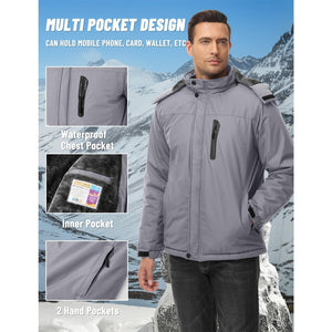 TACVASEN Sapphire Blue Insulated Fleece Lined Winter Hiking Jacket