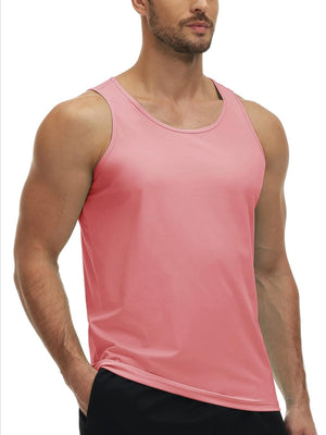 TACVASEN Pink Men's Workout Tank Tops Sleeveless UPF 50+ Summer Sun Shirts