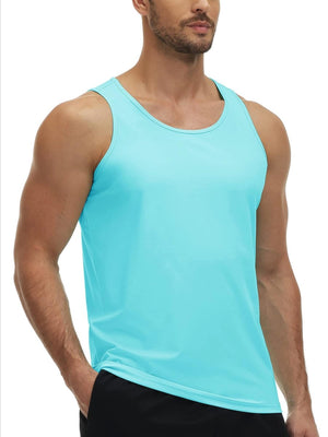 TACVASEN Light Lake Blue Men's Workout Tank Tops Sleeveless UPF 50+ Summer Sun Shirts