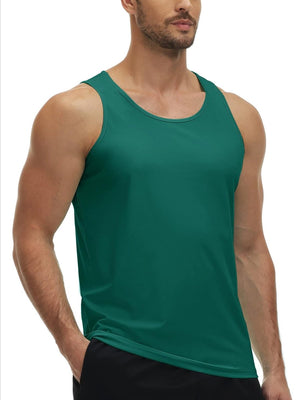 TACVASEN Emerald Green Men's Workout Tank Tops Sleeveless UPF 50+ Summer Sun Shirts