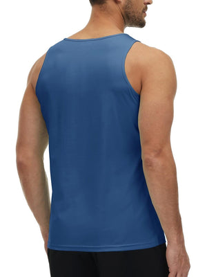 TACVASEN Blue Grey Men's Workout Tank Tops Sleeveless UPF 50+ Summer Sun Shirts