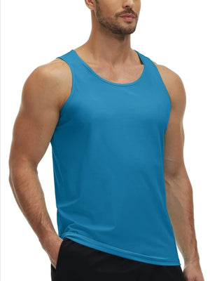 TACVASEN Blue Green Men's Workout Tank Tops Sleeveless UPF 50+ Summer Sun Shirts