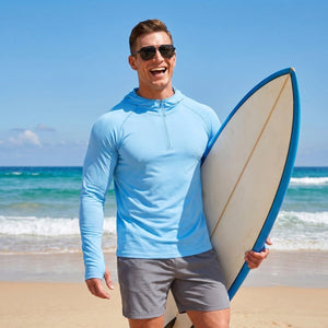 TACVASEN Sky Blue Quarter Zip UPF 50+ Sun Protection Hoodie Shirts