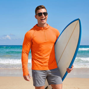 TACVASEN Orange Quarter Zip UPF 50+ Sun Protection Hoodie Shirts