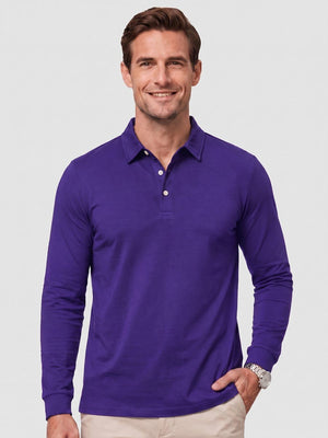 TACVASEN Purple Quick-Dry Long Sleeve Polo Shirt for Golf & Work
