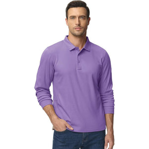TACVASEN Black Long Sleeve Quick Dry Tactical Performance Polo Shirt