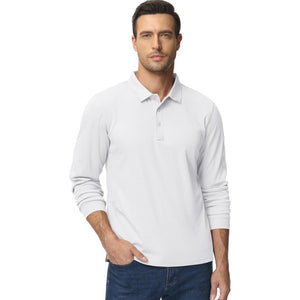 TACVASEN Black Long Sleeve Quick Dry Tactical Performance Polo Shirt
