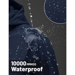 TACVASEN Navy Tactical Softshell Jacket Hooded Waterproof Coat
