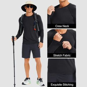 TACVASEN Black UPF 50+ Lightweight Quick Dry Outdoor Tee