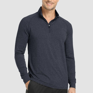 TACVASEN Black UPF 50+ Sun Protection Quarter Zip Long Sleeve Shirt