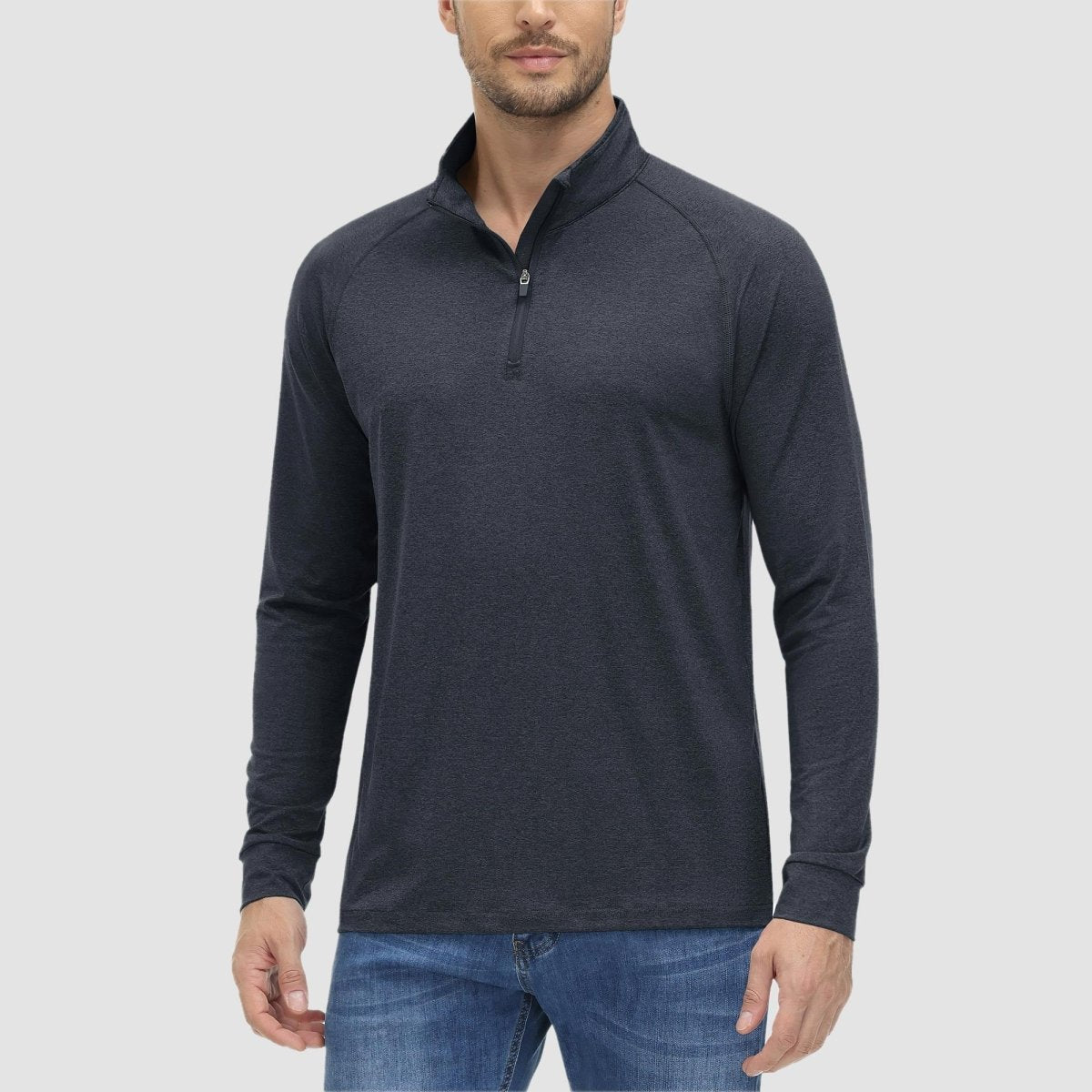 TACVASEN Black UPF 50+ Sun Protection Quarter Zip Long Sleeve Shirt