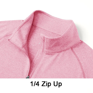 TACVASEN Pink UPF 50+ Sun Protection Quarter Zip Long Sleeve Shirt