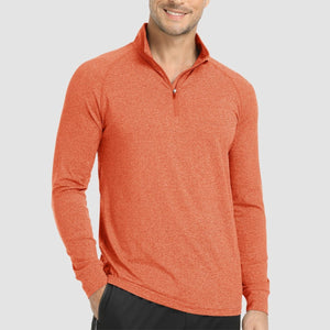 TACVASEN Orange UPF 50+ Sun Protection Quarter Zip Long Sleeve Shirt