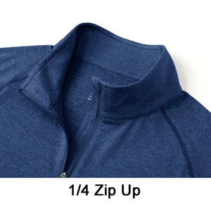 TACVASEN Dark blue UPF 50+ Sun Protection Quarter Zip Long Sleeve Shirt