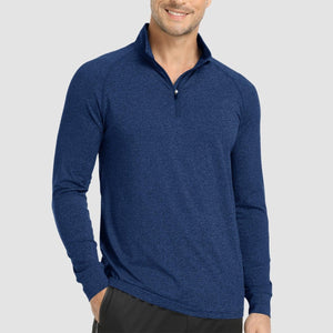 TACVASEN Dark blue UPF 50+ Sun Protection Quarter Zip Long Sleeve Shirt