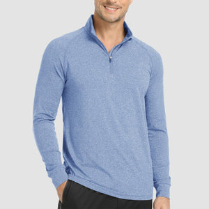 TACVASEN Light blue UPF 50+ Sun Protection Quarter Zip Long Sleeve Shirt