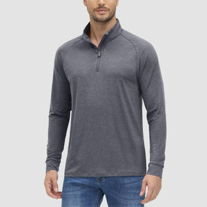 TACVASEN Dark Grey UPF 50+ Sun Protection Quarter Zip Long Sleeve Shirt