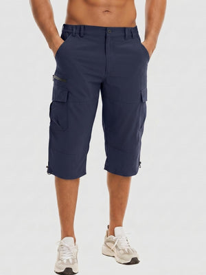 TACVASEN Navy Blue Utility Cargo Shorts 3/4 Length Capri Pants