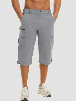 TACVASEN Light Grey Utility Cargo Shorts 3/4 Length Capri Pants