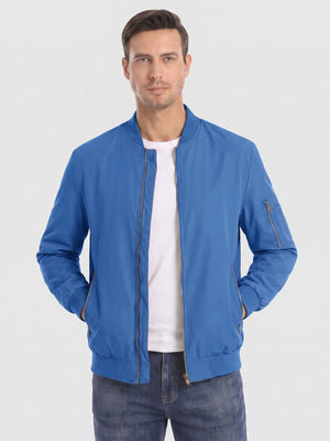 TACVASEN Sapphire Blue Vintage Bomber Jacket Padded Lined Coat